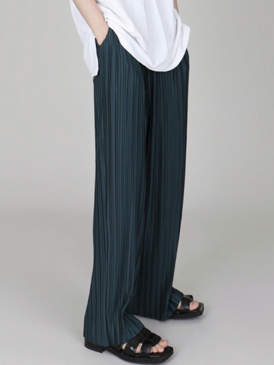 Ice Silk Loose Pleated Drape Wide-leg Pants