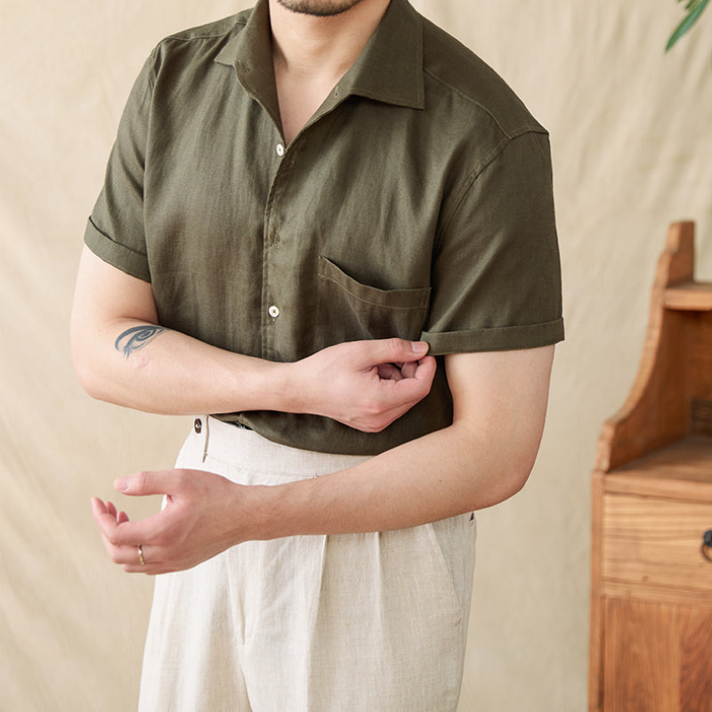 100% Linen Breathable Casual Thin Business Shirt