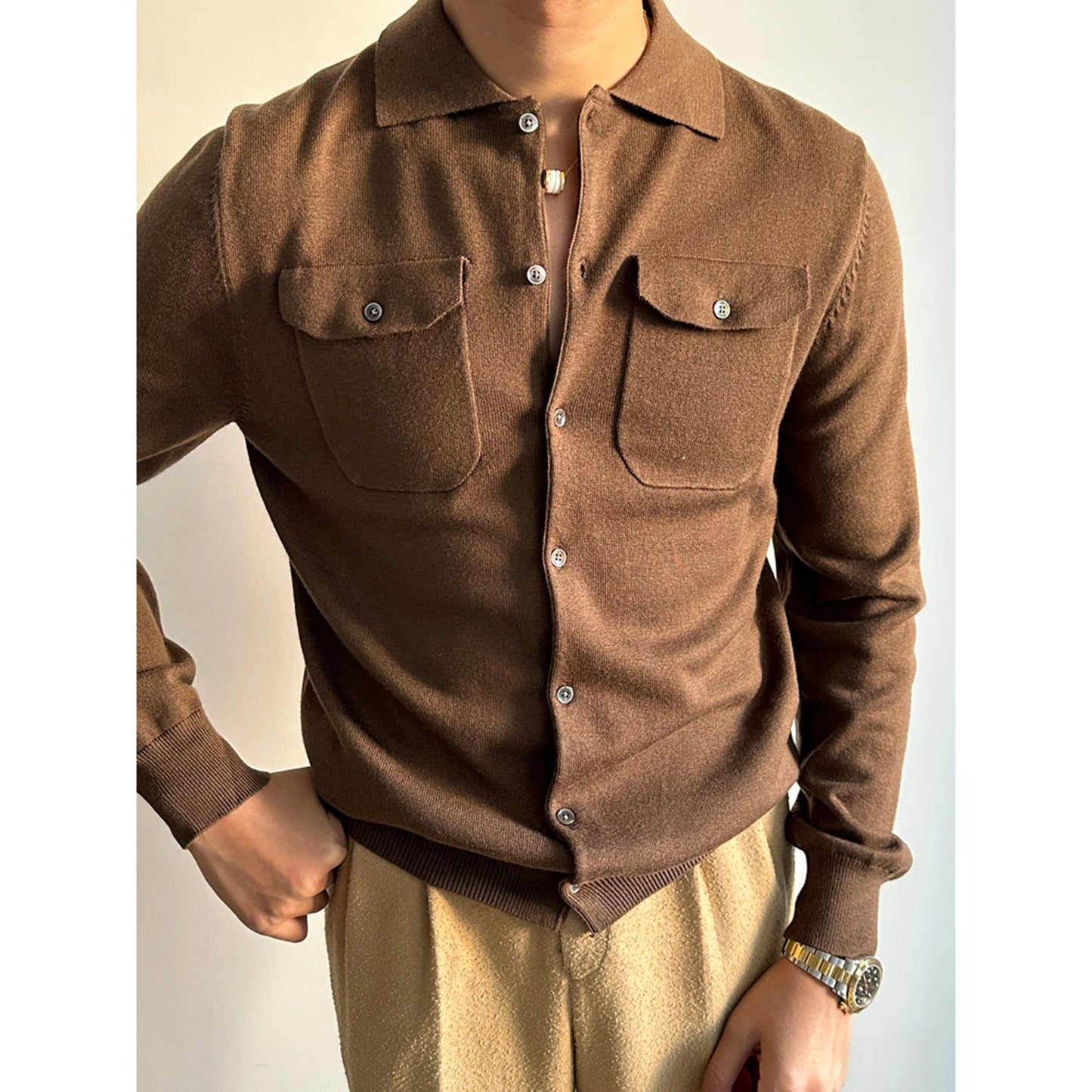 Lapel Knitted Loose Wool Cardigan