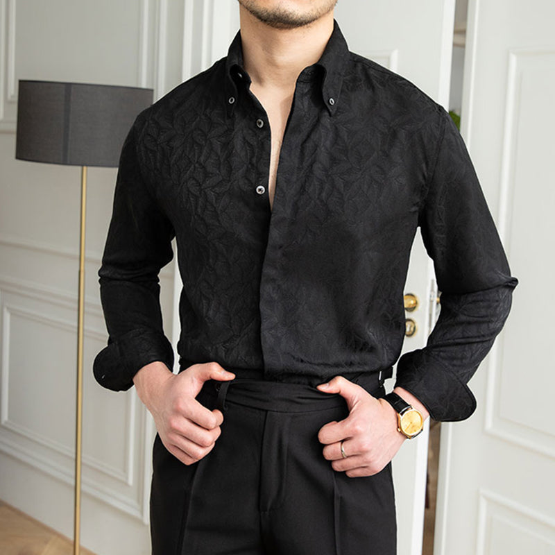 Casual Jacquard Long Sleeve Shirt