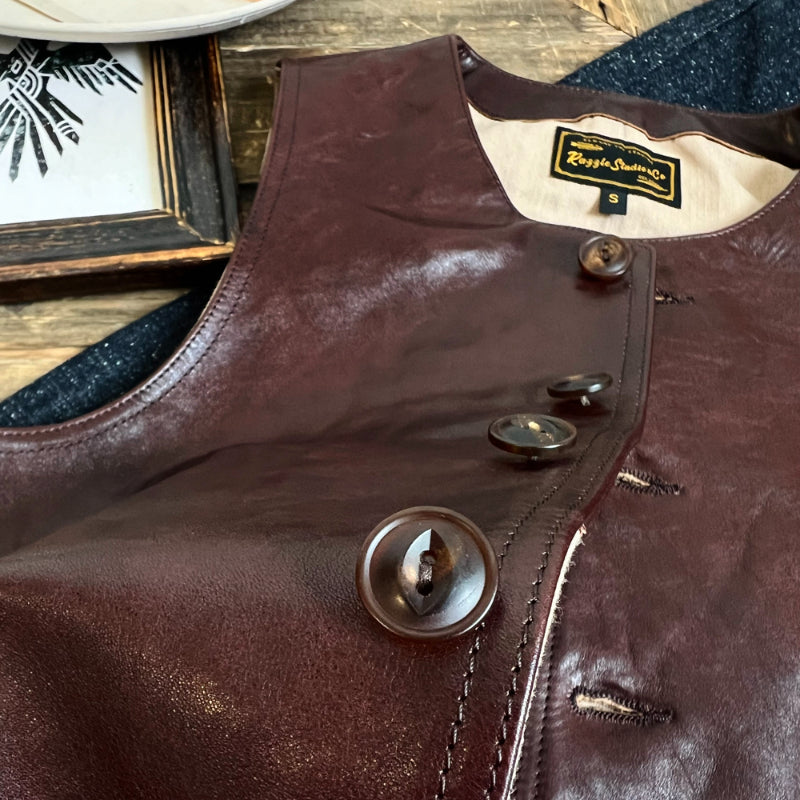 Men's Vegetable Tanned Cowhide Round Neck Leather Vest