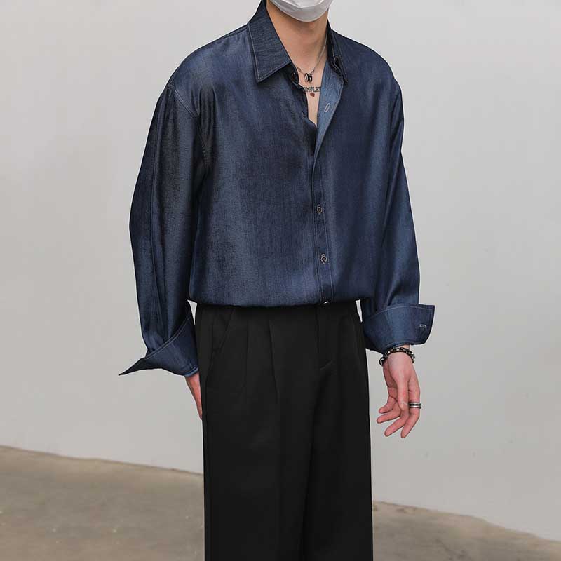 Loose Solid Color Drape Non-iron Shirt