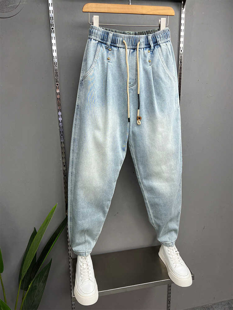 American Loose Denim Stretch Soft Harem Pants