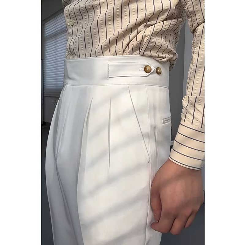 Button-style Adjustable High Waist Non-iron Trousers
