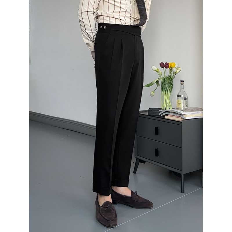 Button-style Adjustable High Waist Non-iron Trousers