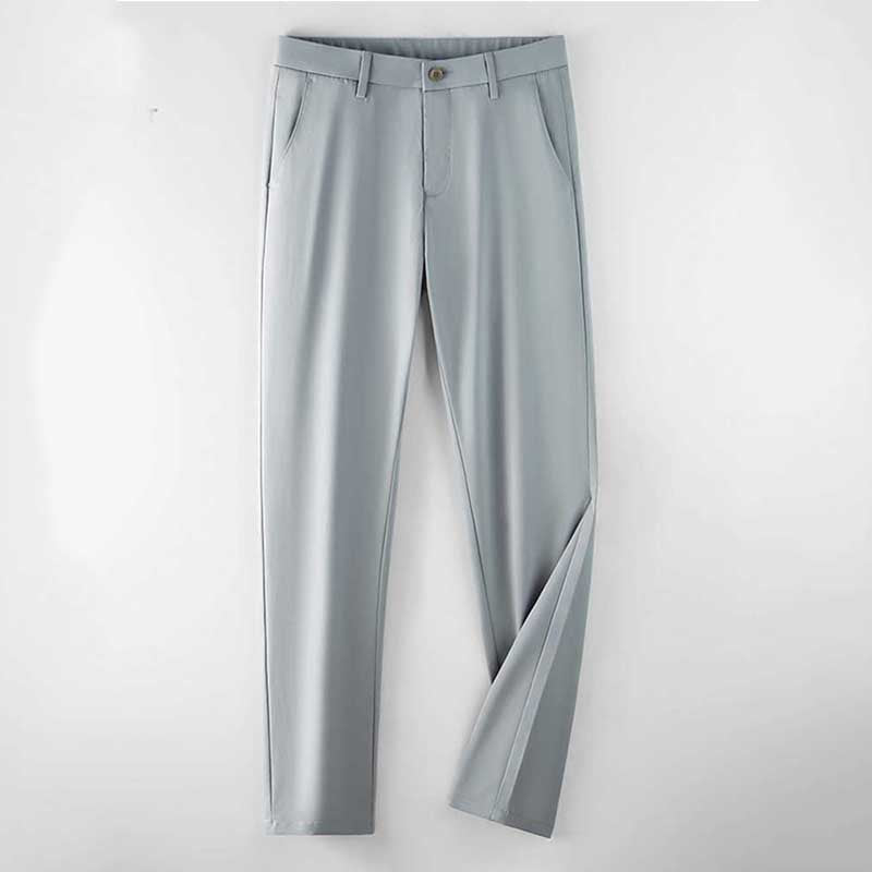 Men's Solid Color Straight Stretch Mid-rise Casual Pants
