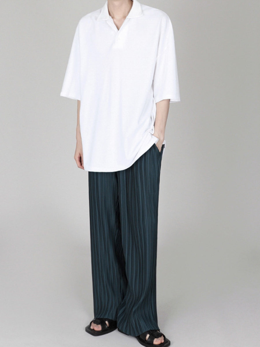 Ice Silk Loose Pleated Drape Wide-leg Pants
