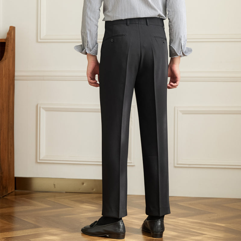Retro Elastic Waist Non-iron Business Slim Fit Trousers