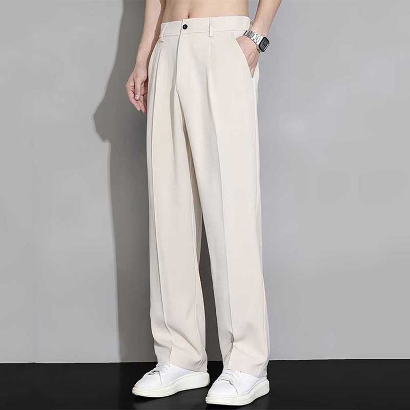 Men's Loose Straight Wide Leg Casual Ice Silk Trousers