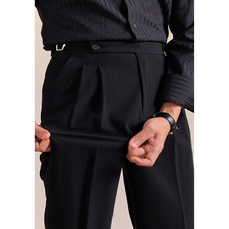 Summer Breathable Italian Double Pleated Naples Straight Trousers