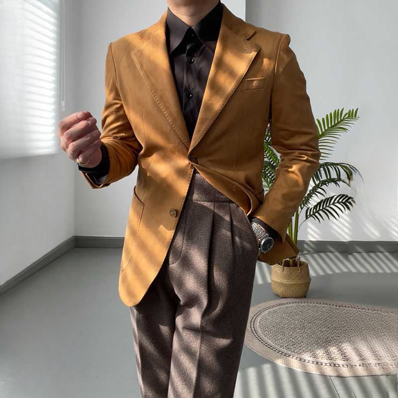 Slim Fit Vintage Suede Blazer