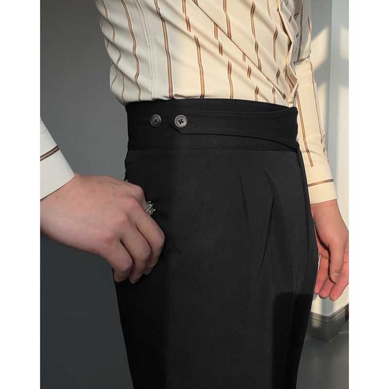 Button-style Adjustable High Waist Non-iron Trousers