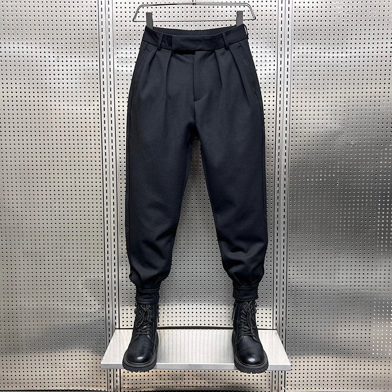 Mens Harem Velvet Pants High Waist Baggy Leisure Trousers with Pockets Botton