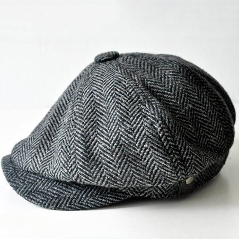 Wool Round Short Brim Octagonal Beret