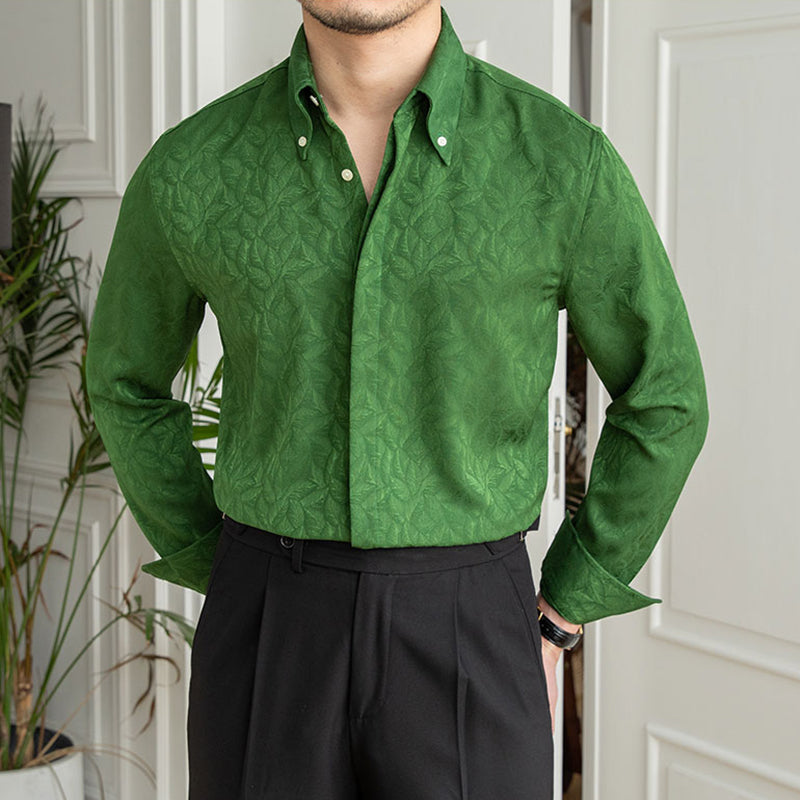 Casual Jacquard Long Sleeve Shirt