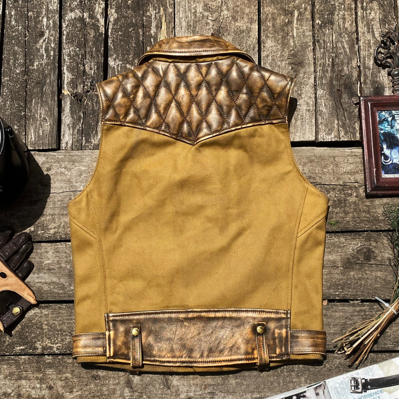 Men's Waxed Canvas Hand-rubbed Leather Vest