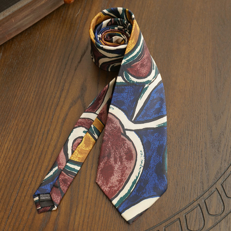 Men's Patterned Oil Painting Hand-tied Large Tie