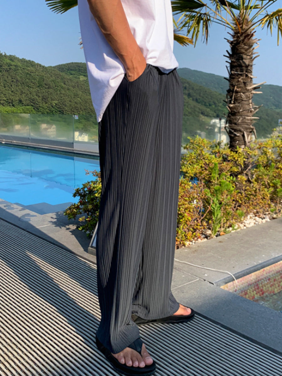 Straight Loose Drape Wide-leg Ice Silk Pants