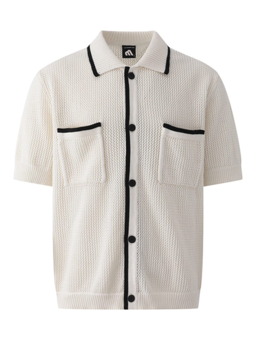 Loose Lapel Breathable Knitted Cardigan T-shirt
