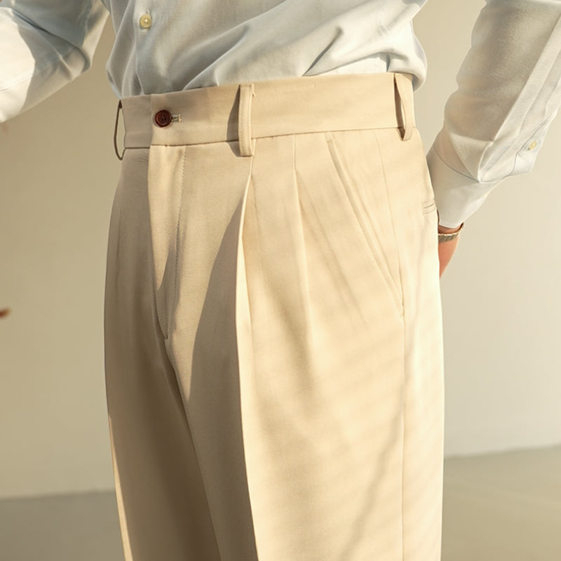 High Waist Straight No Ironing Wide Leg Trousers