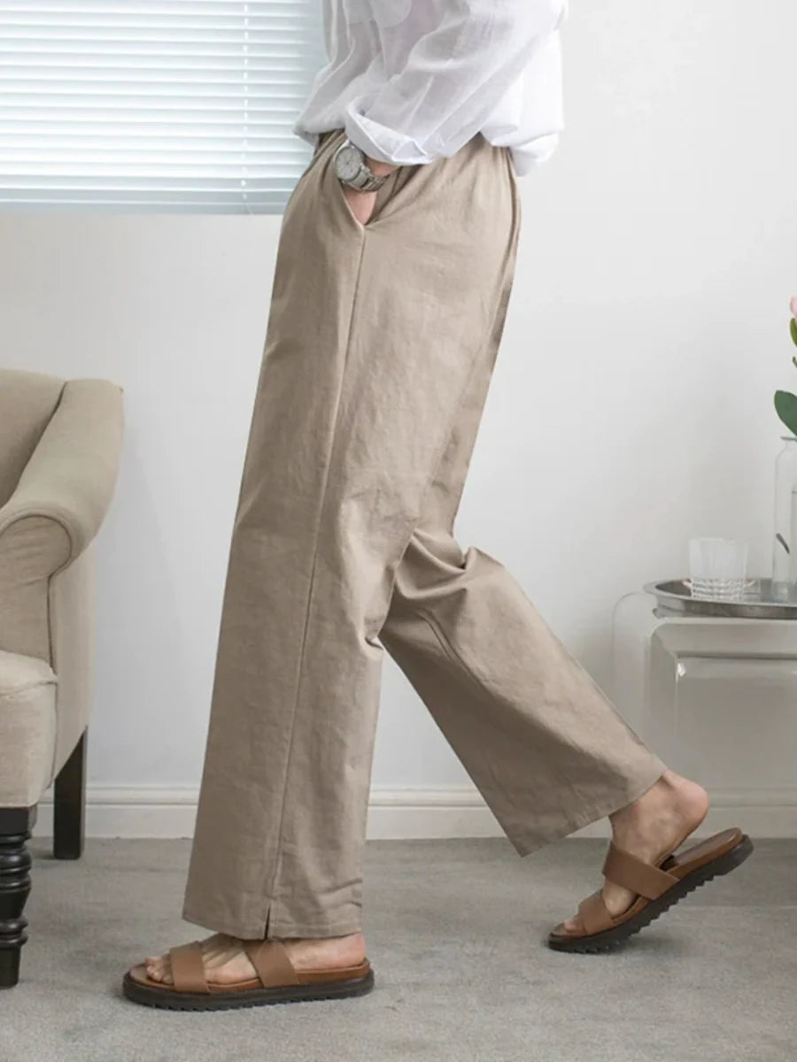 Cotton and Linen Loose Casual Wide-leg Pants