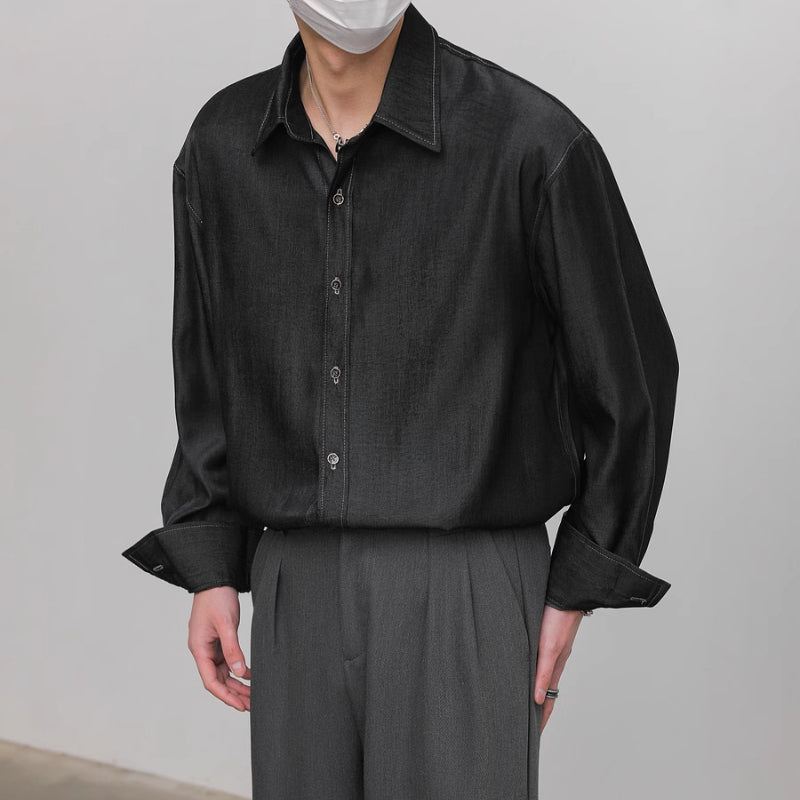 Loose Solid Color Drape Non-iron Shirt