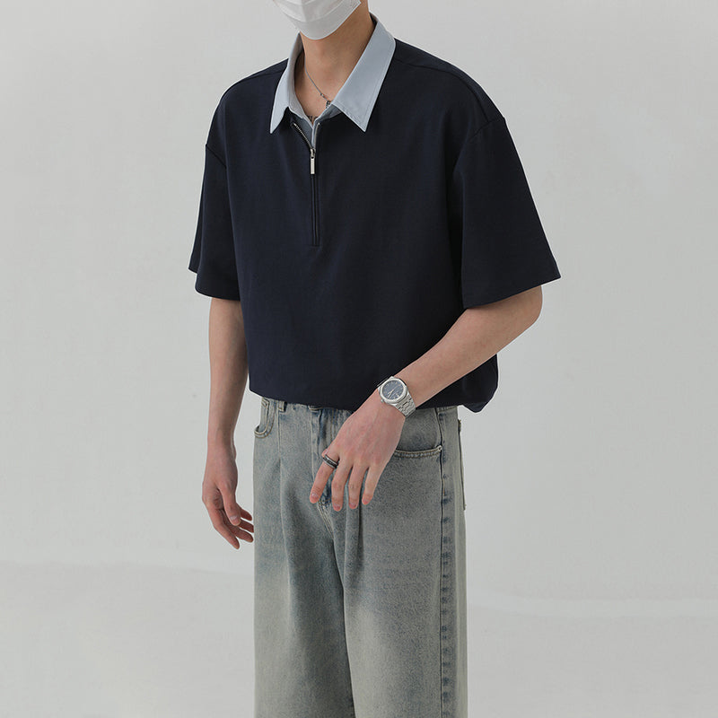 Patchwork Fake Two-piece POLO Shirt