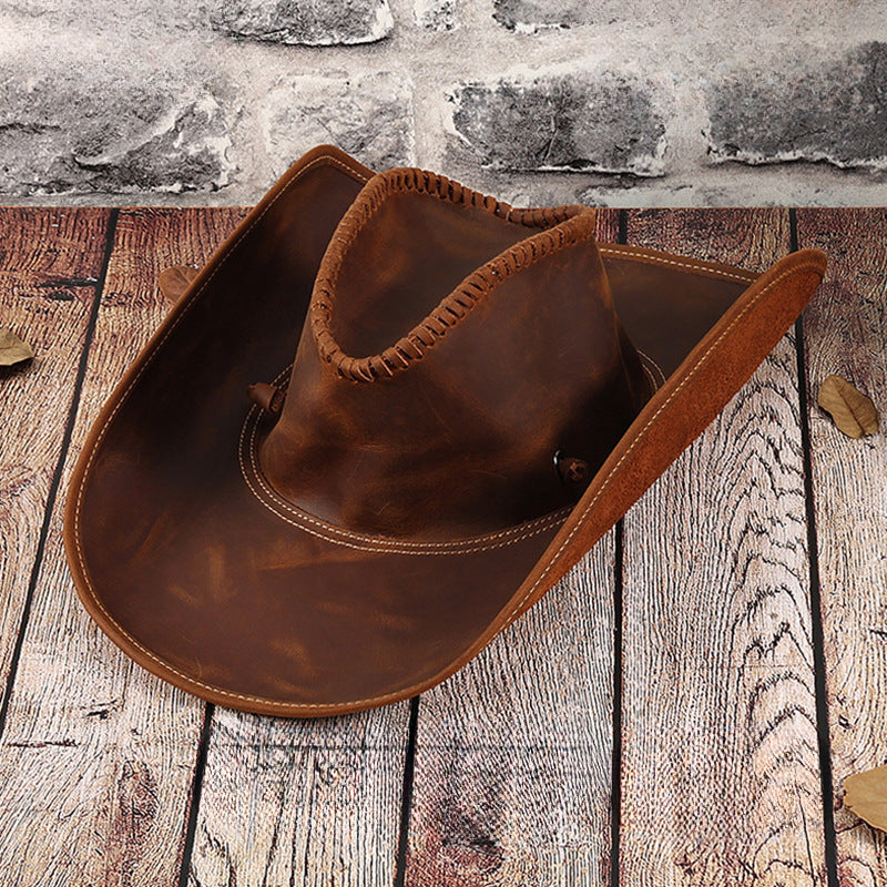 Western Cowboy Leather Sun Hat