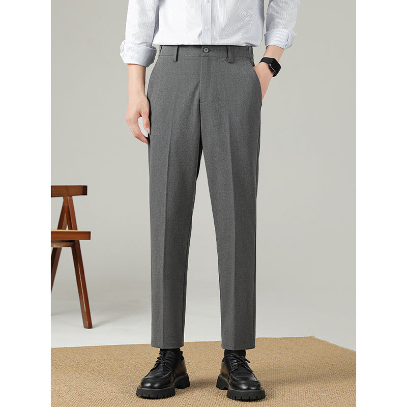 Slim Straight-leg Drape Wrinkle-free Trousers