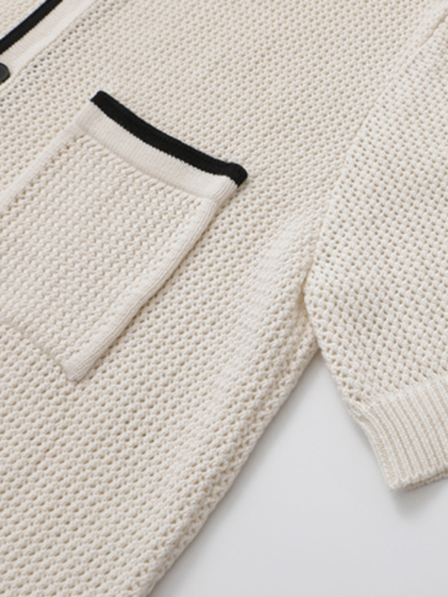 Loose Lapel Breathable Knitted Cardigan T-shirt