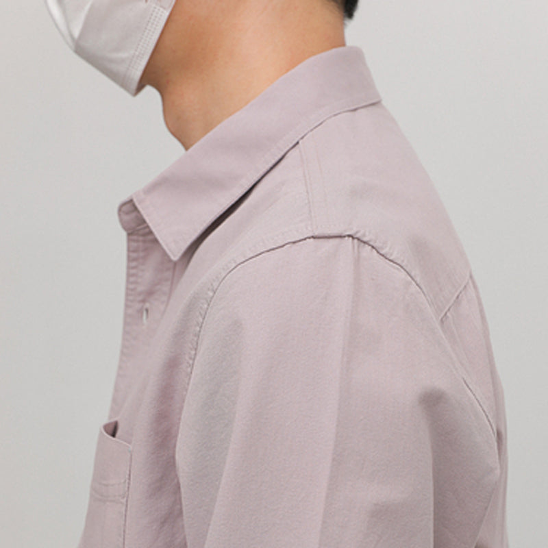 Solid Color Pointed Collar Casual Cotton Shirt