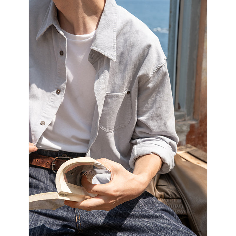 Multicolor Square Neck Corduroy Shirt