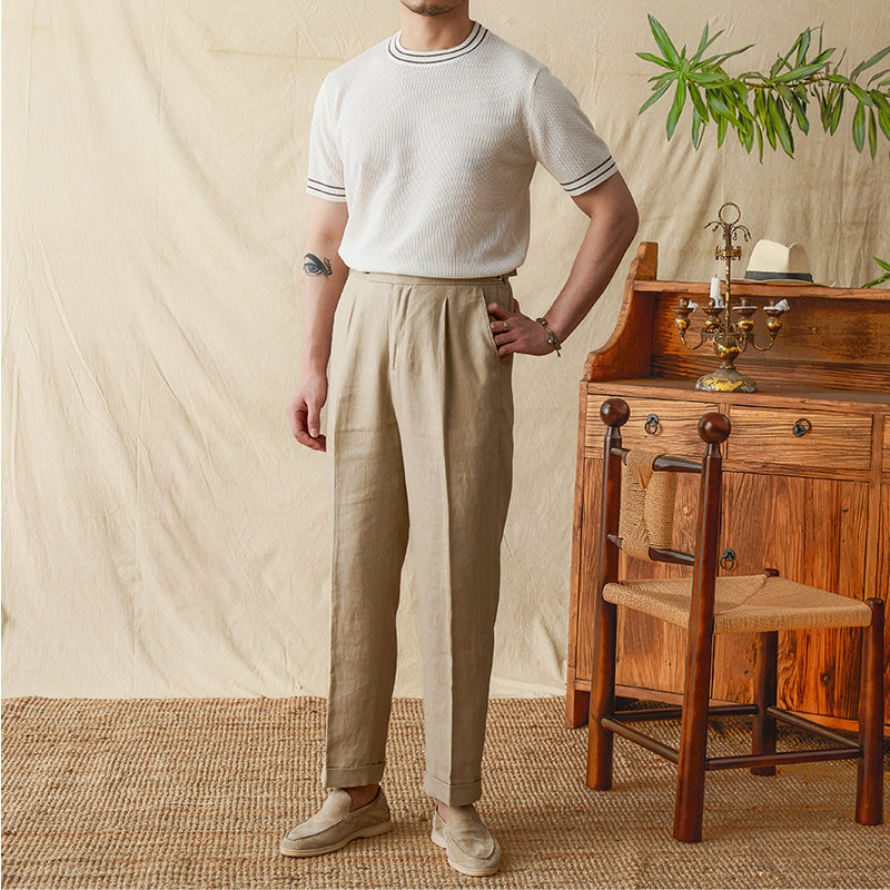 Contrast Color Round Neck Casual Hollow Shirt