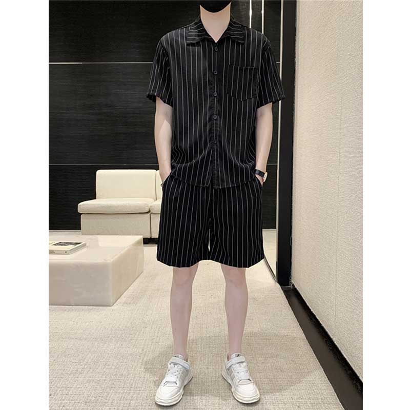Summer Striped Shirt Casual Suit