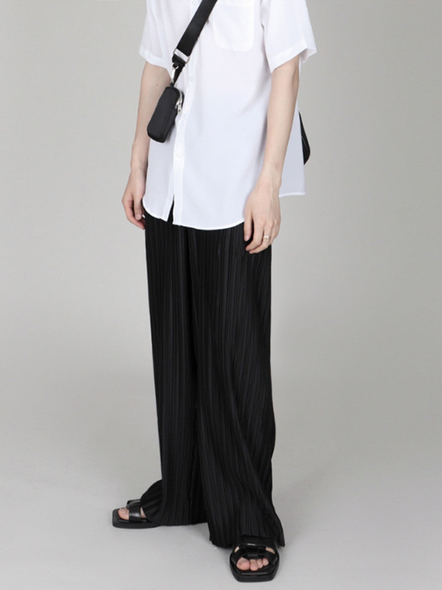 Ice Silk Loose Pleated Drape Wide-leg Pants