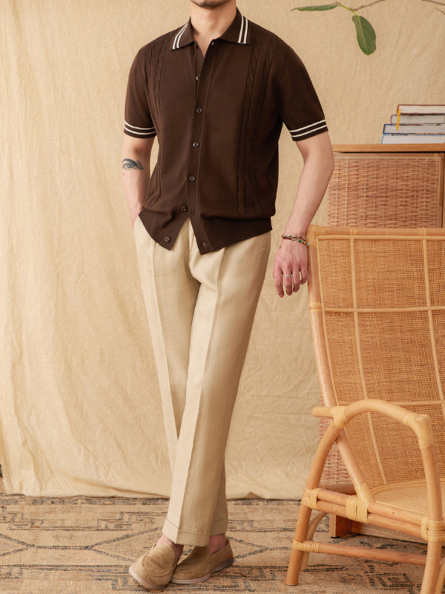 Italian Lapel Cotton Casual Knitted POLO Shirt