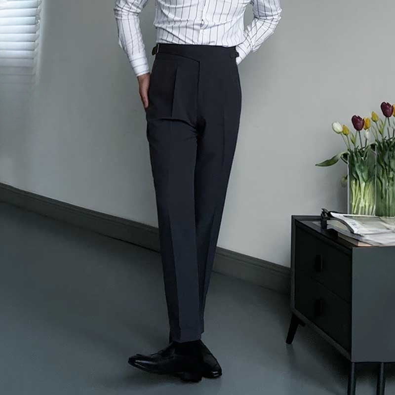 Drape High Waist Straight Vintage Trousers