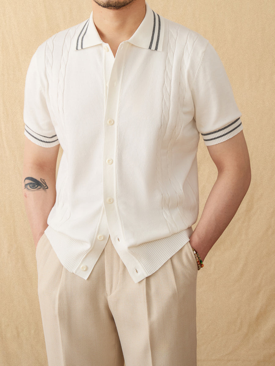 Italian Lapel Cotton Casual Knitted POLO Shirt
