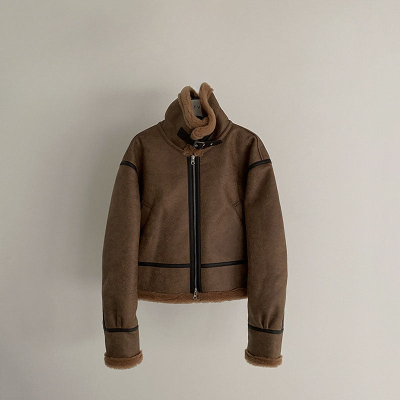 Loose-fitting Sherpa Suede Jacket