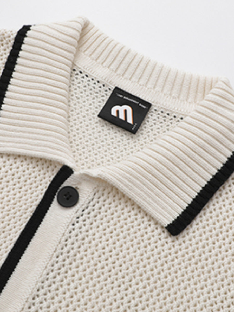 Loose Lapel Breathable Knitted Cardigan T-shirt