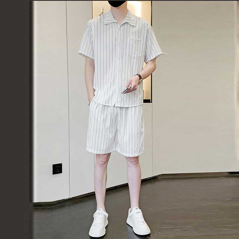 Summer Striped Shirt Casual Suit