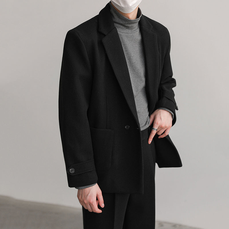 Loose Solid Color Thick Wool Suit Coat