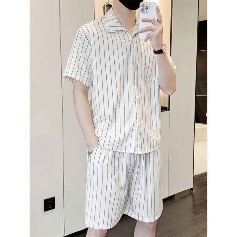 Summer Striped Shirt Casual Suit