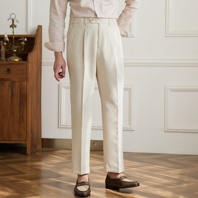 Retro Elastic Waist Non-iron Business Slim Fit Trousers