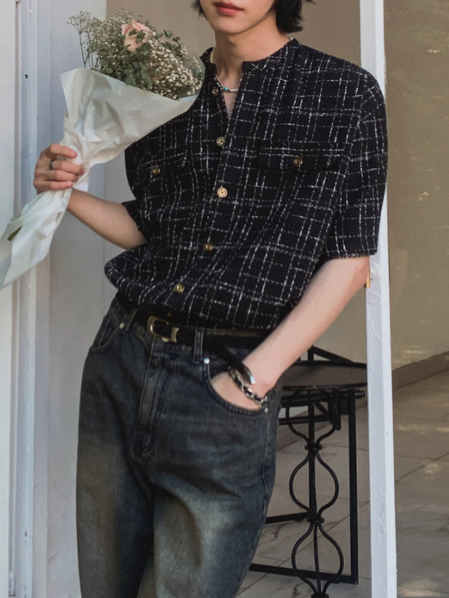 Loose Casual Striped Crew Neck Cardigan Shirt