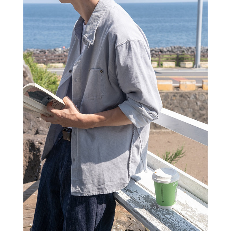 Multicolor Square Neck Corduroy Shirt