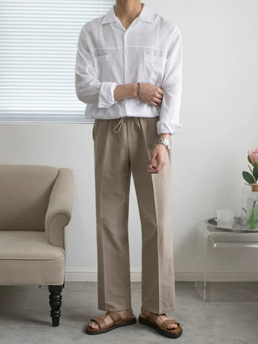 Cotton and Linen Loose Casual Wide-leg Pants