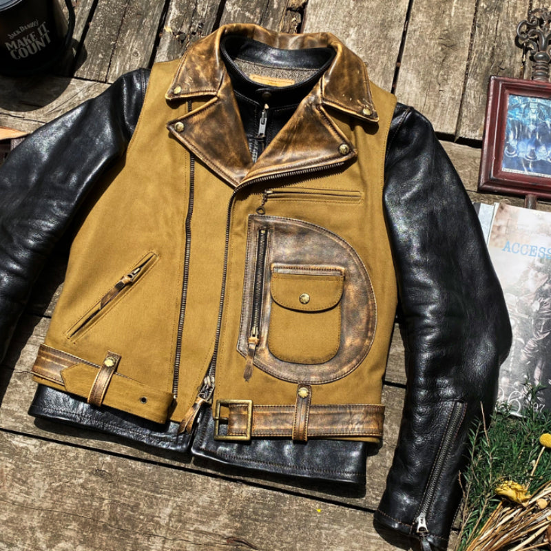 Men's Waxed Canvas Hand-rubbed Leather Vest