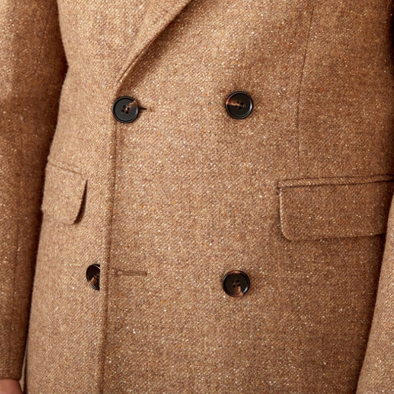 Wool-Silk Blend Tweed Coat