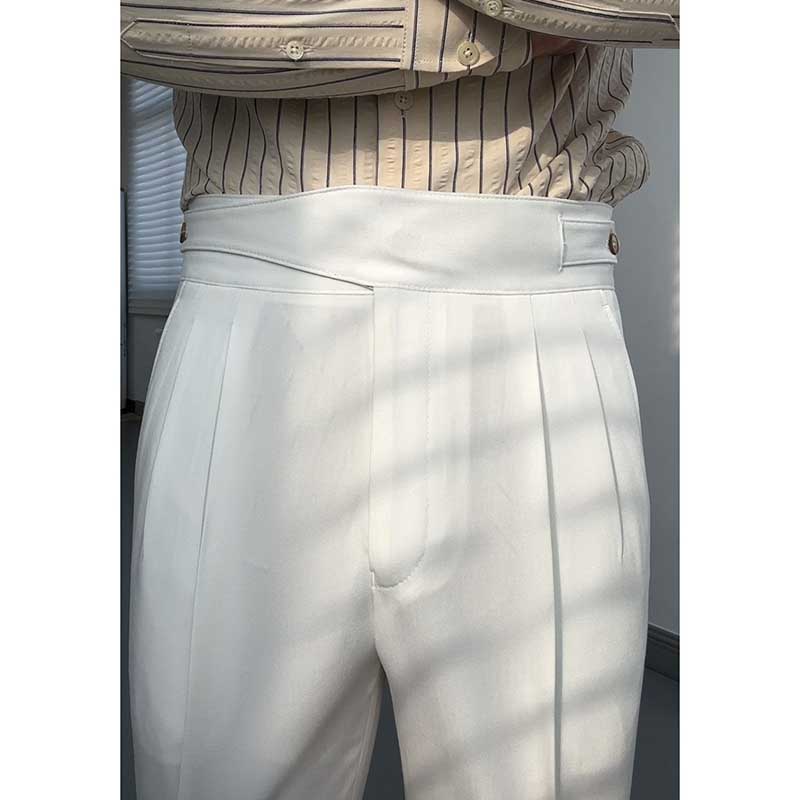 Button-style Adjustable High Waist Non-iron Trousers